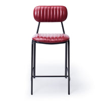 retro upholstered stool vintage red 5