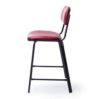 retro upholstered stool vintage red 2