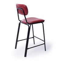 retro upholstered stool vintage red 3