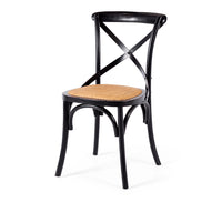 crossed back dining chair aged black 6