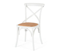 crossed back wooden chair aged white 1