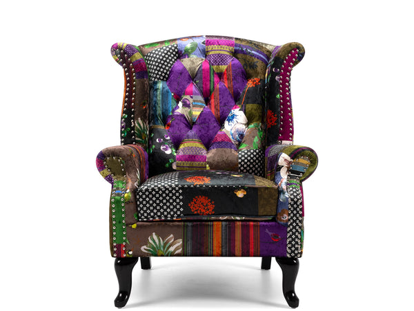 patchwork wingback armchair