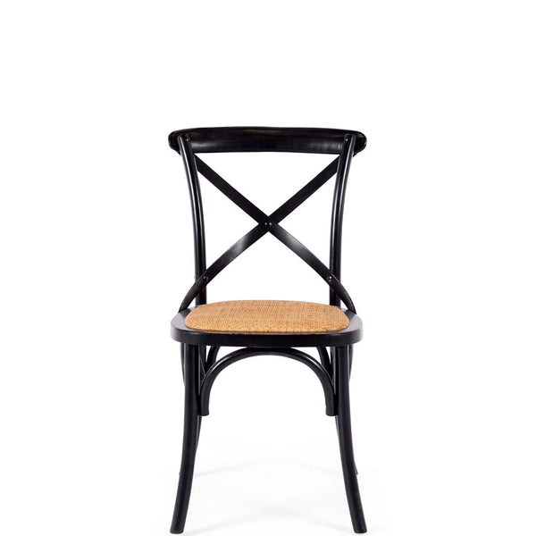 crossed back commercial chair aged black