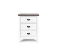 idaho 3 drawer wooden bedside table