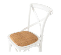 crossed back dining chair aged white 4