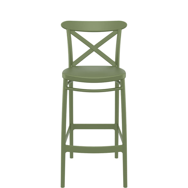siesta cross outdoor bar stool  75cm olive green