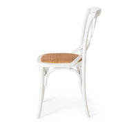 crossed back commercial chair aged white 2
