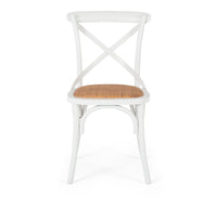 crossed back commercial chair aged white 1