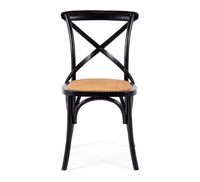 crossed back dining chair aged black 1
