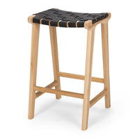 fusion wooden bar stool woven black 1