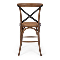 cross back wooden bar stool deep oak 1
