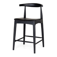 elbow upholstered stool black oak 1
