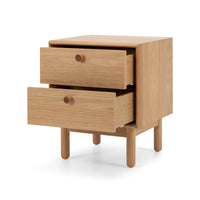 norfix 2 drawer bedside table natural oak 2