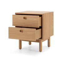 norfix 2 drawer wooden bedside table natural oak 2