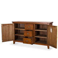 rustic 3 drawer wooden sideboard 2