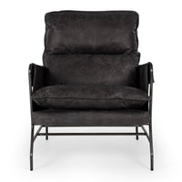 rome lounge chair black leather 6