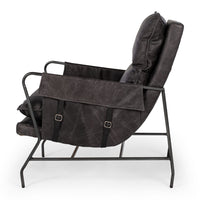 rome lounge chair black leather 3