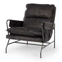 rome lounge chair black leather 1