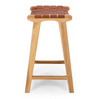 fusion wooden bar stool woven tan 3