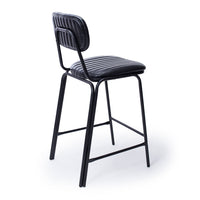retro upholstered stool vintage black 3