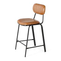 retro upholstered stool vintage tan 1