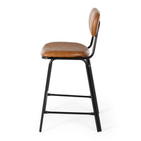 retro upholstered stool vintage tan 2