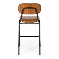 retro upholstered stool vintage tan 3