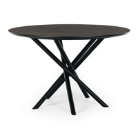 athens round wooden dining table black oak 3