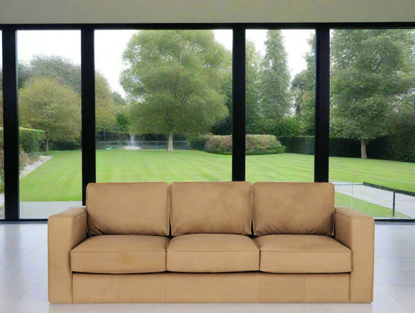 blox 3 seater sofa tobacco brown leather 