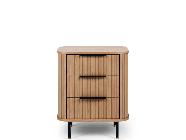 linea 3 drawer bedside table natural oak