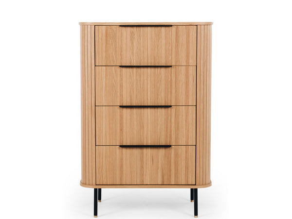 linea 4 drawer wooden tallboy natural oak