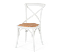 crossed back dining chair aged white 6