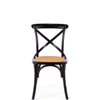 crossed back dining chair aged black