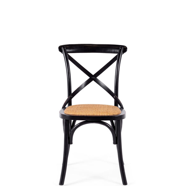 crossed back dining chair aged black