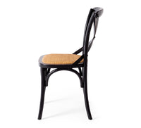 crossed back dining chair aged black 2