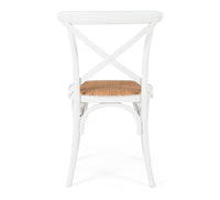 crossed back wooden chair aged white 3