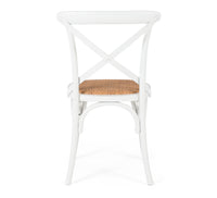 crossed back dining chair aged white 3