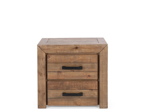 relic 2 drawer wooden bedside table