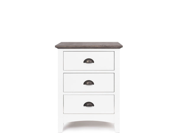 idaho 3 drawer wooden bedside table