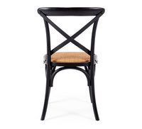 crossed back dining chair aged black 4
