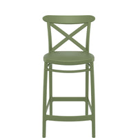 siesta cross outdoor bar stool 65cm olive green