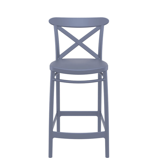 siesta cross outdoor bar stool 65cm dark grey