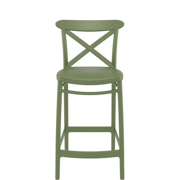 siesta cross bar stool 65cm olive green