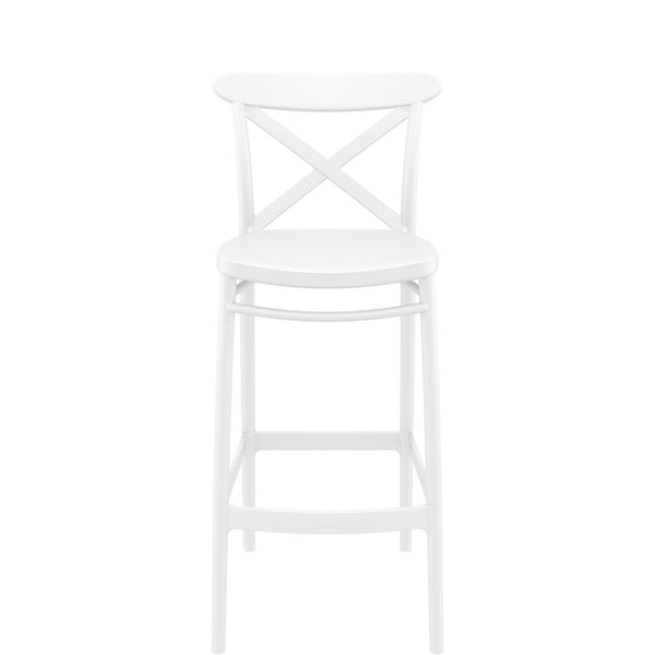 siesta cross outdoor bar stool  75cm white