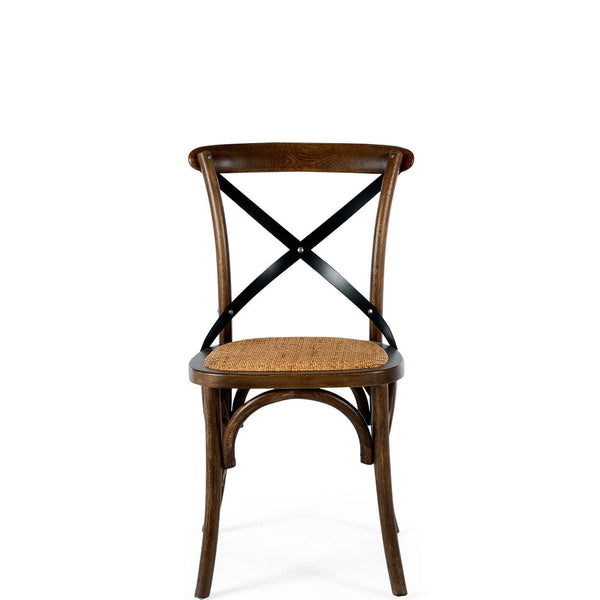 crossed back wooden chair deep oak