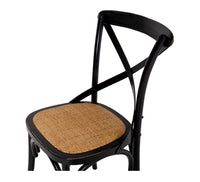 crossed back dining chair aged black 3