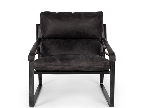 venice lounge chair black leather