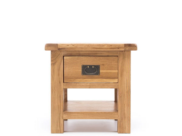 solsbury wooden lamp table + drawer