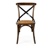 crossed back dining chair deep oak 1