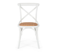 crossed back dining chair aged white 1